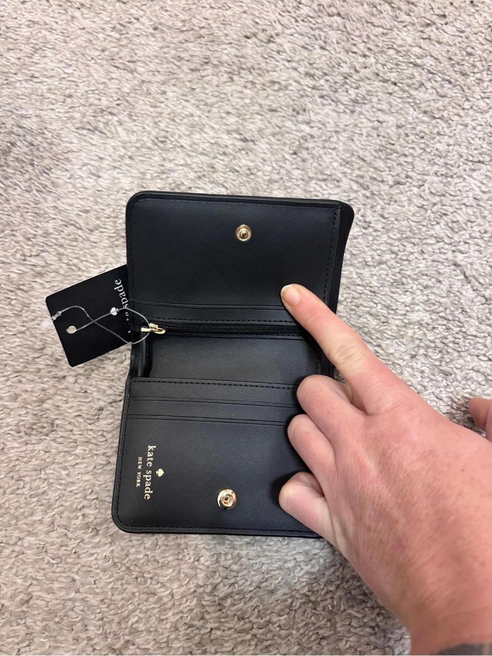NWT Kate ♠️Spade Madison small bifold black leather wallet
